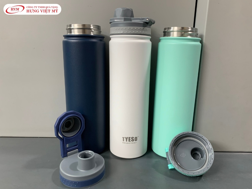 Mẫu in bình giữ nhiệt logo thương hiệu Tyeso cao cấp, chất lượng cao
